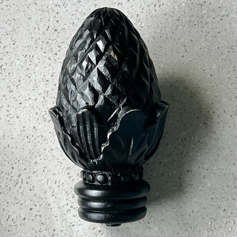 Set Of 4 Black Artichoke Finials For Bed Or Curtain Rods 5.5x3 3/8” D Classical - Picture 9 of 11